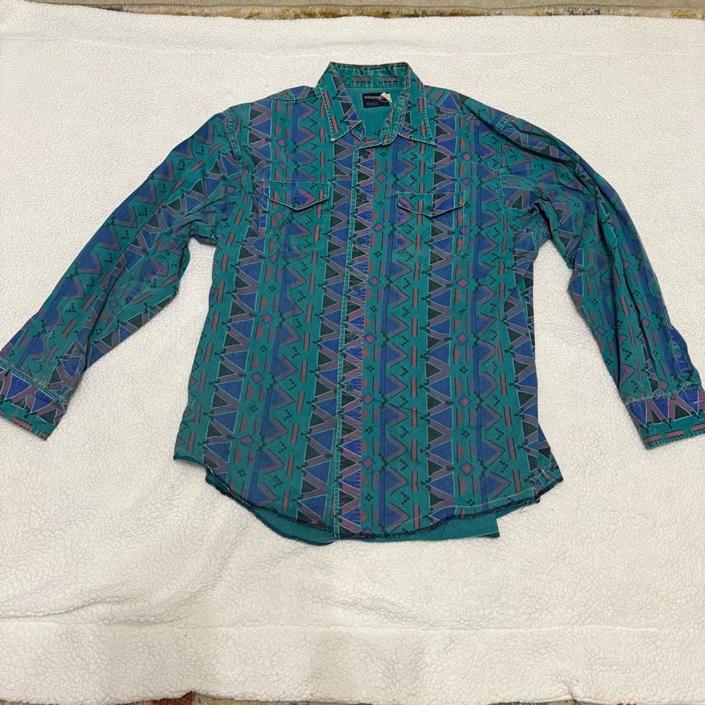 Vintage wrangler western Brushpopper pearl snap long sleeve button down